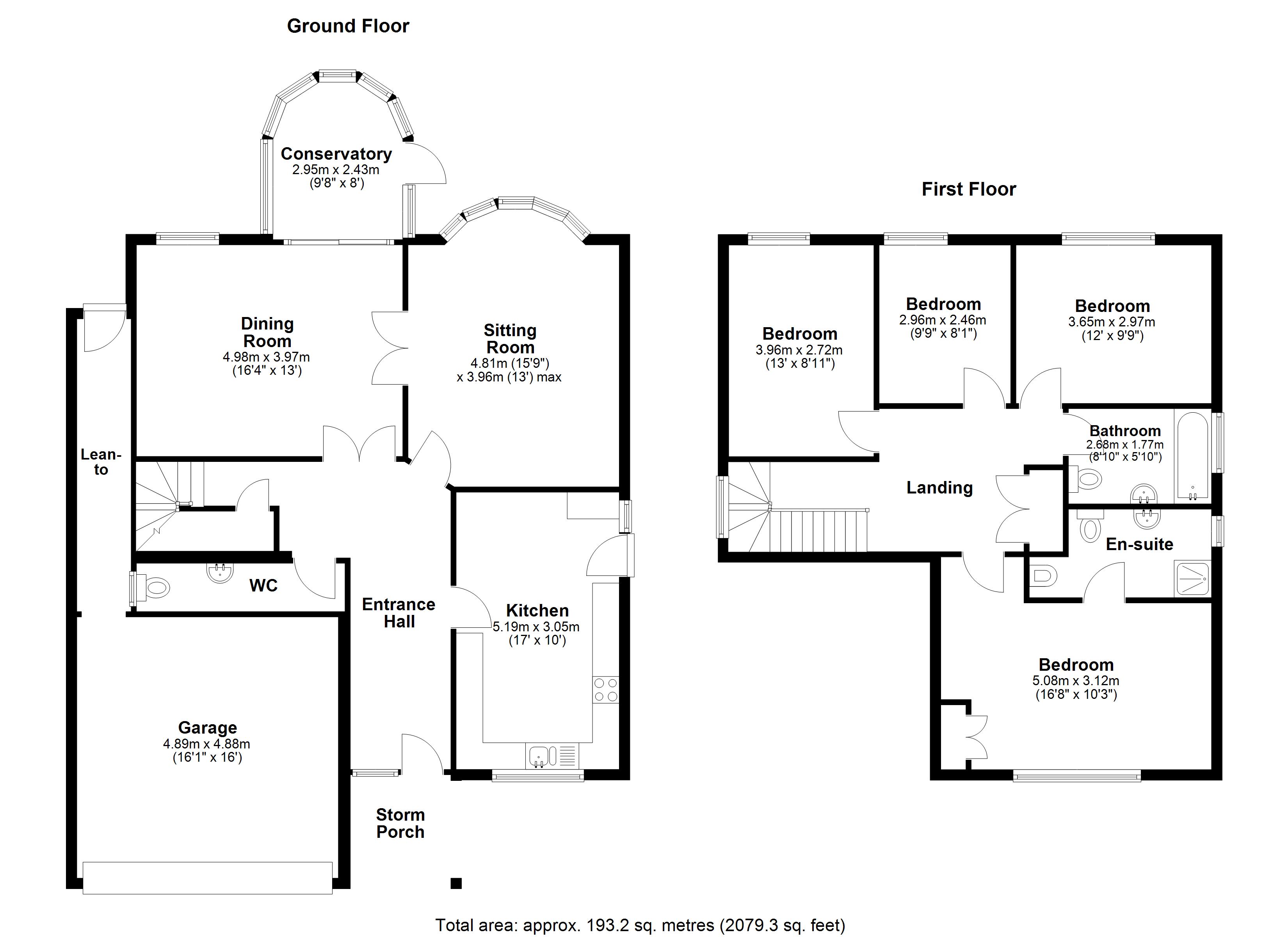 Floorplans For Longleat Close, Chelmsford, Essex